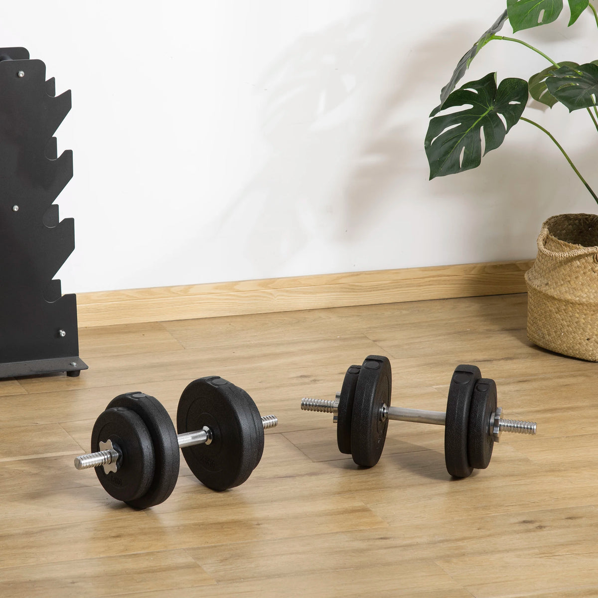 20kg Adjustable Dumbbells Set, Hand Weights for Home Gym Training, Black
