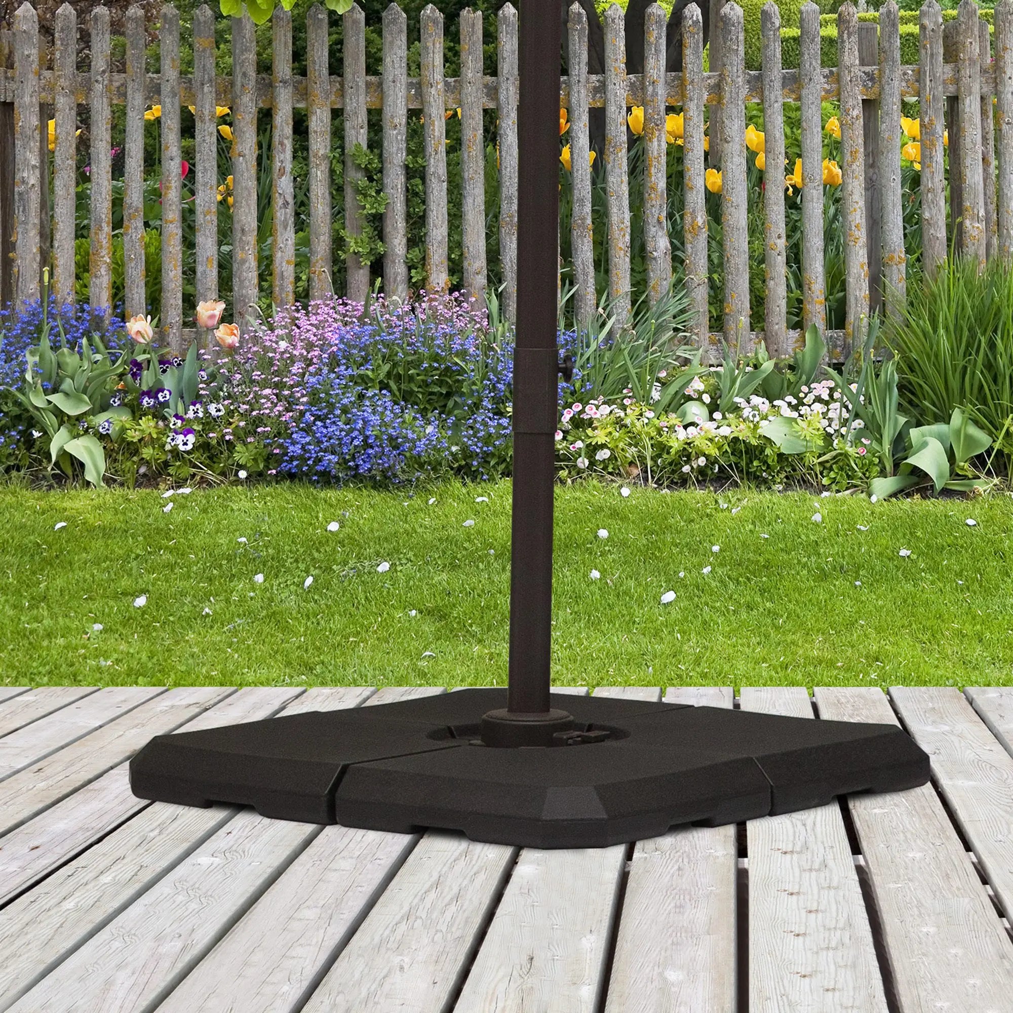 Set of 4 Parasol Base Weights for Cantilever Parasols Sand or Water Fill Up to 120kg for Cross Base Black