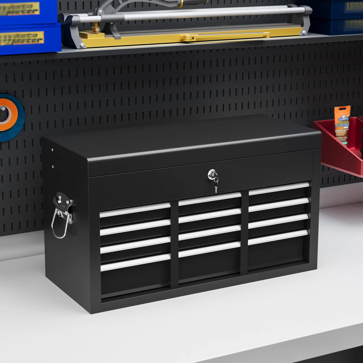 6-Drawer Lockable Metal Tool Chest with Ball-Bearing Runners, Black