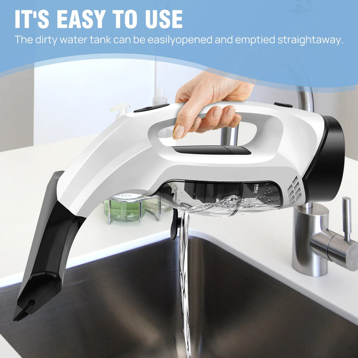 Cordless Window Vacuum Cleaner Rechargeable Squeegee 28cm Streak Free Glass Cleaner