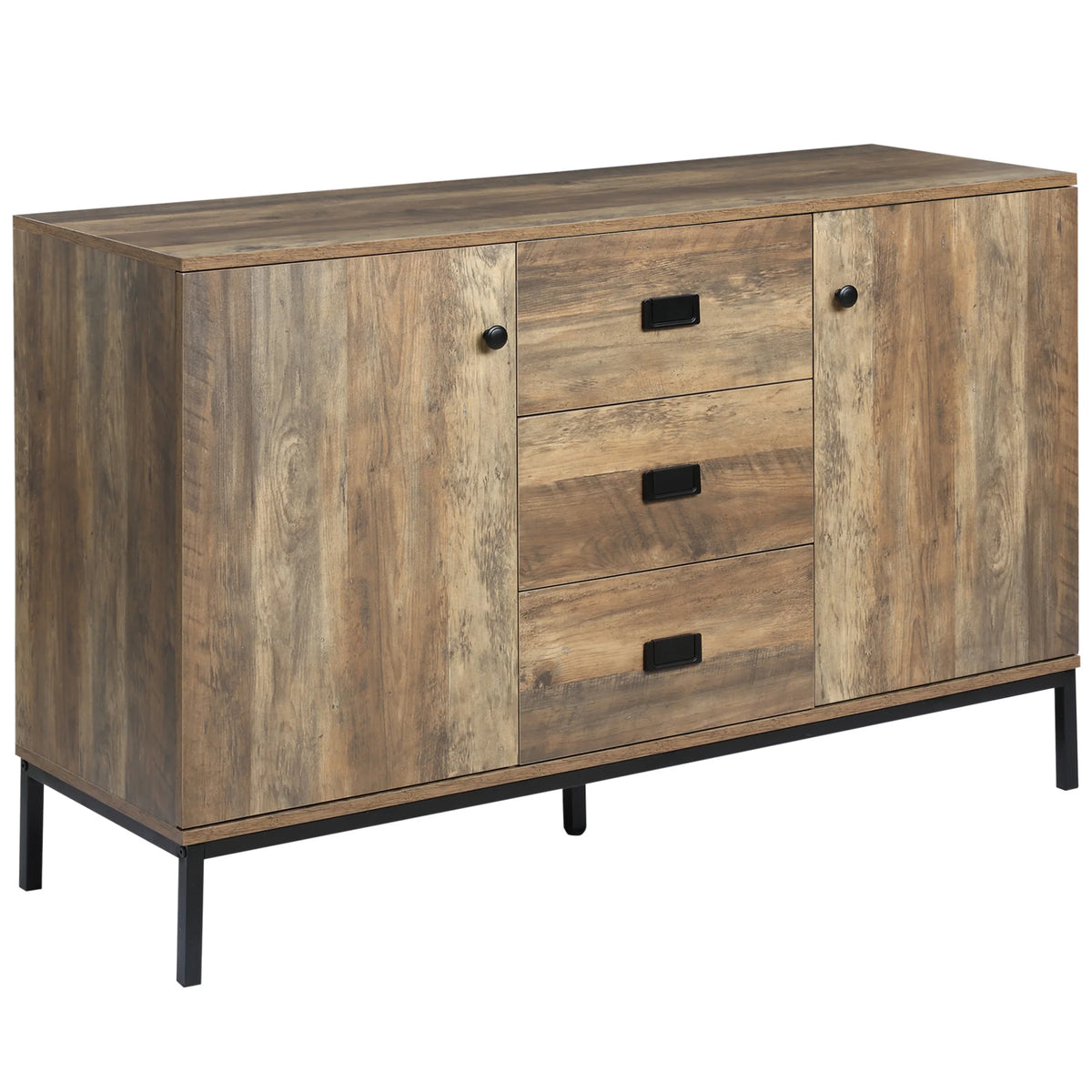 Industrial Sideboard, Storage Cabinet, Accent Cupboard, Distressed Brown