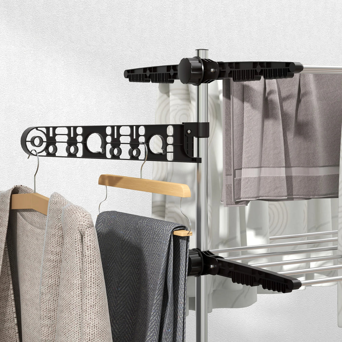 4-Tier Stainless Steel Clothes Airer with Wheels, Folding Drying Rack