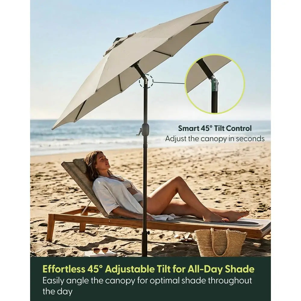 2.7m Tilting Garden Parasol with Crank and Protective Cover, UPF 50, Cream