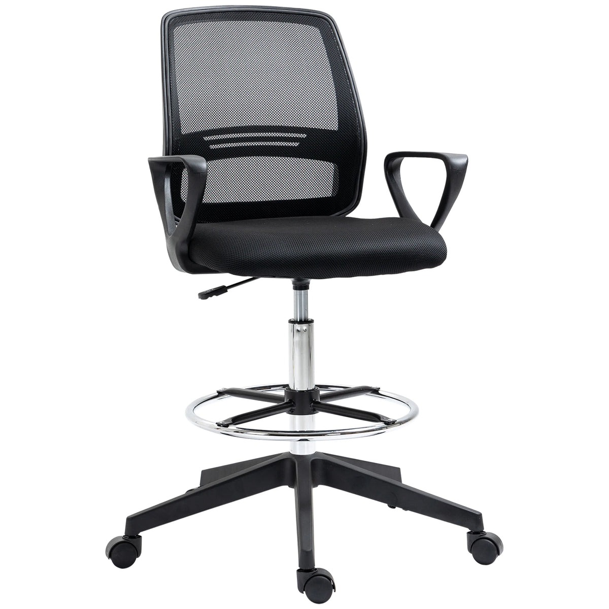 Tall Draughtsman Office Chair, 102.5-126cm Adjustable with Mesh Back and Foot Ring