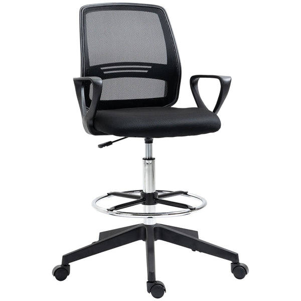 Tall Draughtsman Office Chair, 102.5-126cm Adjustable with Mesh Back and Foot Ring