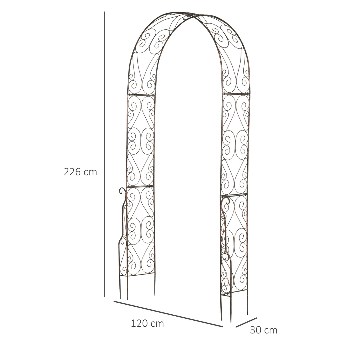 Metal Garden Arch Trellis, Decorative Arbour Archway for Walkway Path Ceremony Wedding Party, 120 x 30 x 226cm