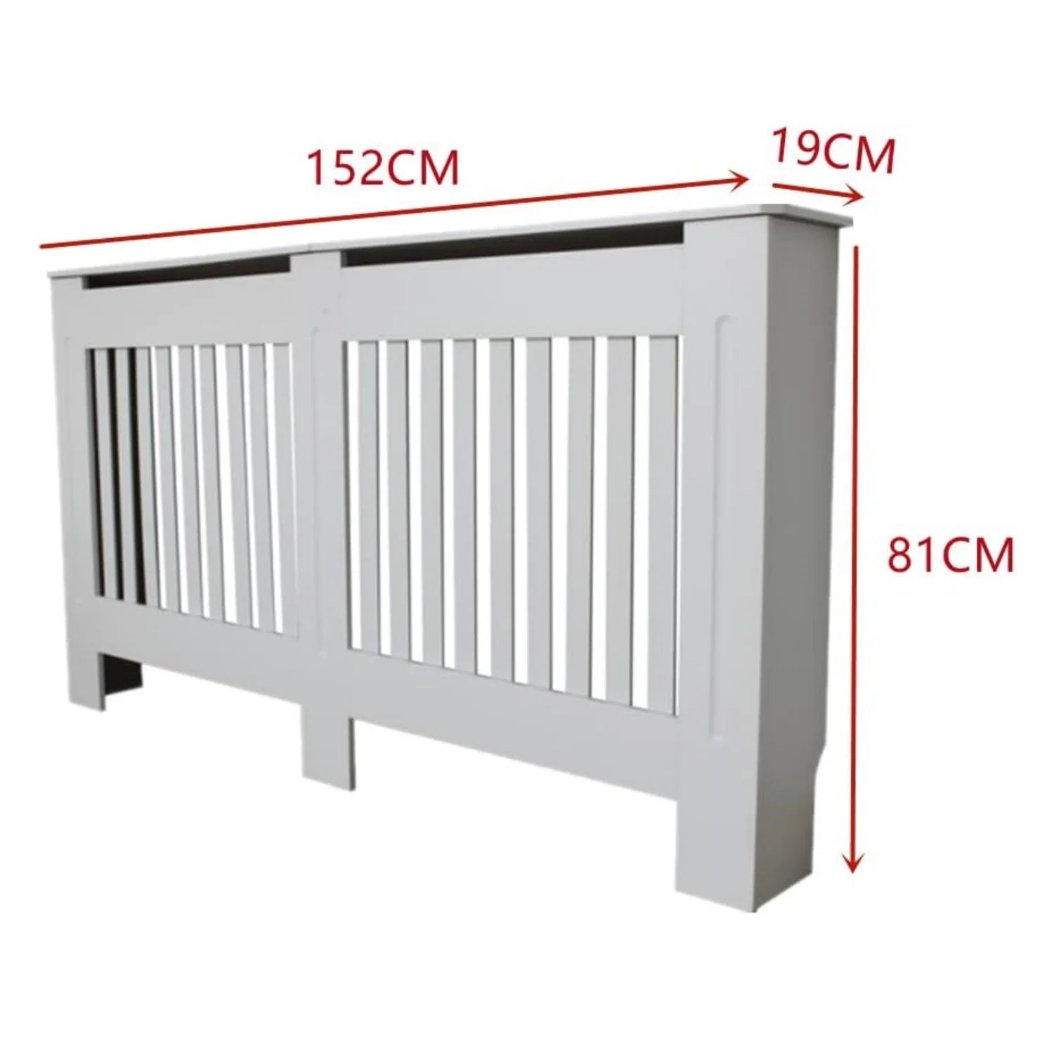 White MDF Radiator Cover Horizontal Striped Grille with Top Shelf Small Medium Large for Living Room Hallway