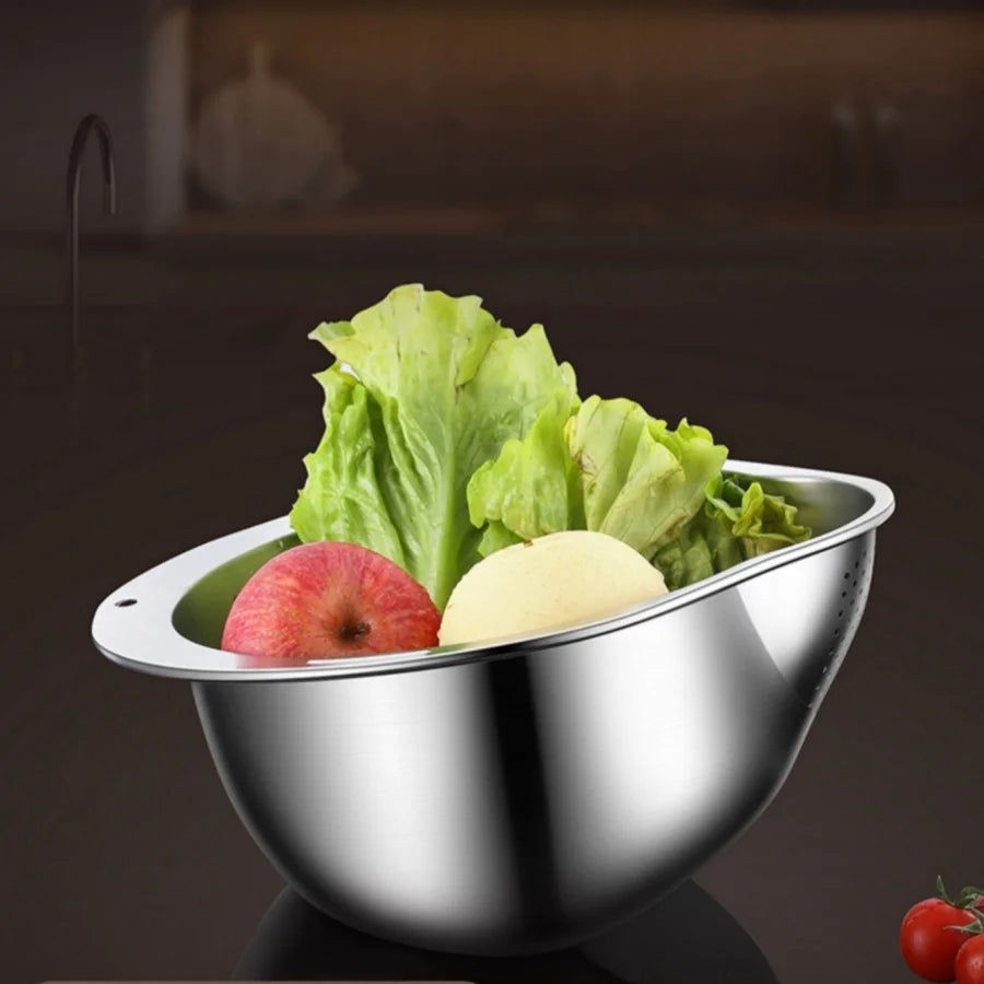 Rice Vegetable Washing Basket Strainer Stainless Steel Bowl Tray Wash Basin Accessories Drain Basket for Kitchen