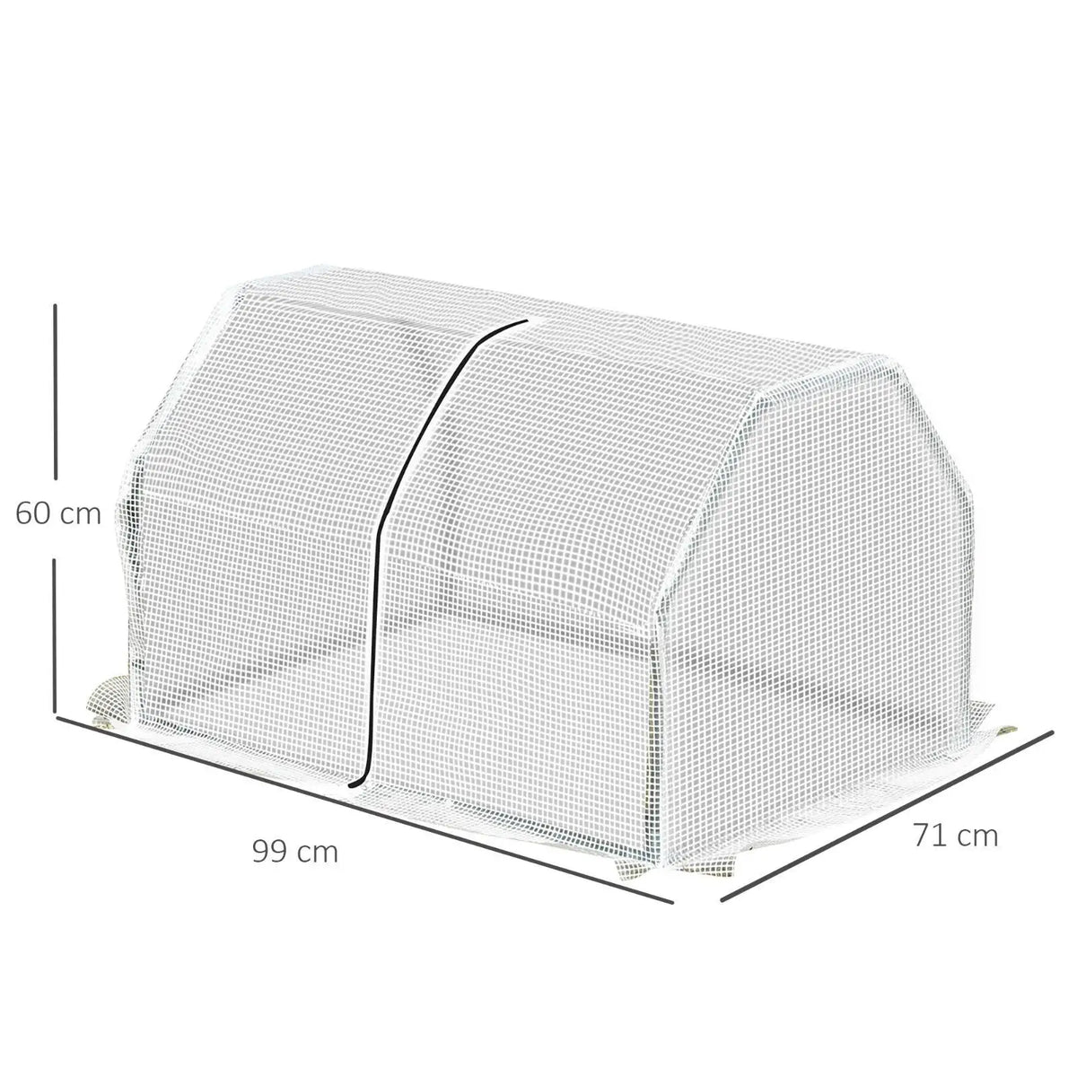 Mini Greenhouse 99x71x60cm White PVC Cover Steel Frame Zip Door for Balcony Patio Outdoor Planting