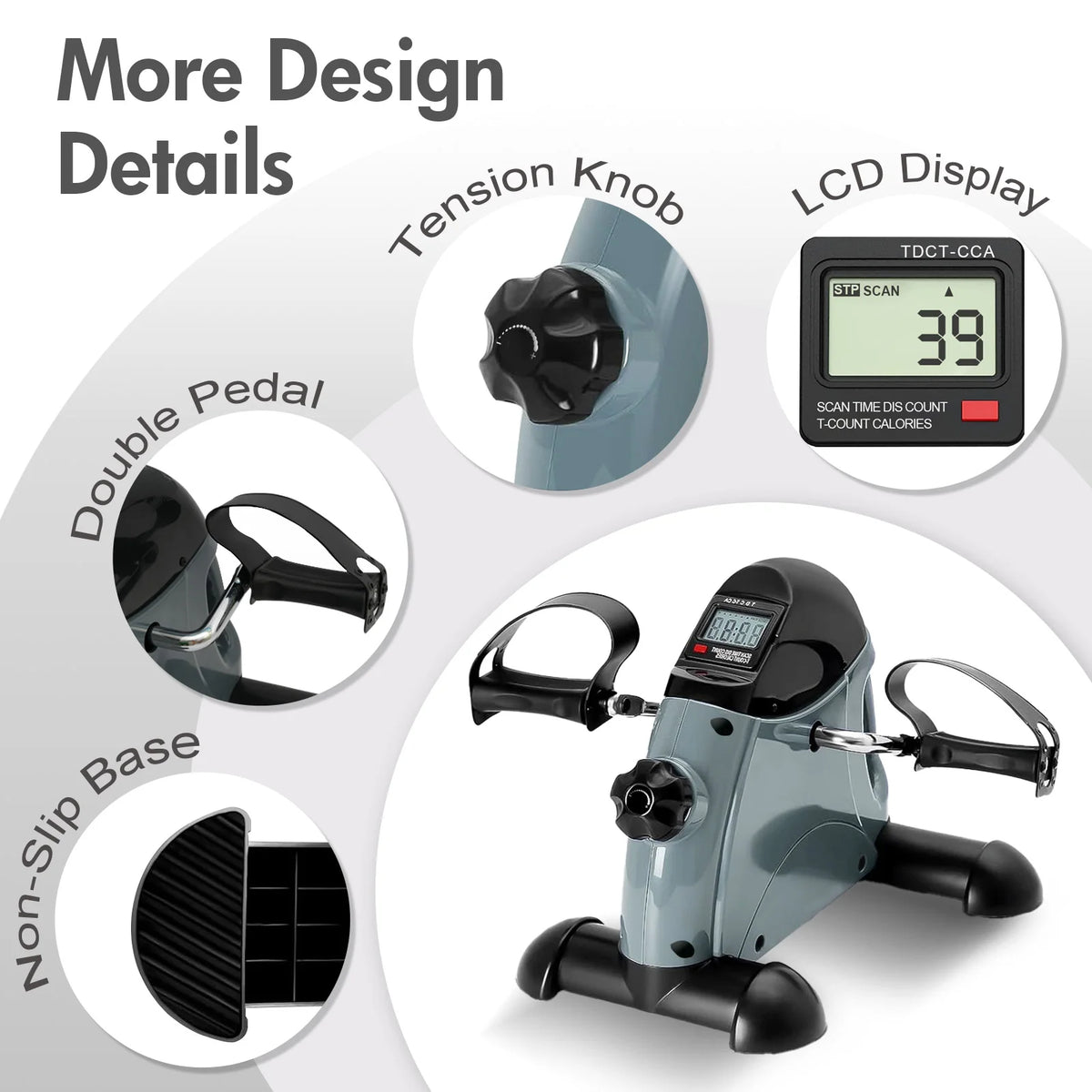Mini Pedal Exercise Bike Under Desk Portable Cycle Trainer with LCD Display for Home Office