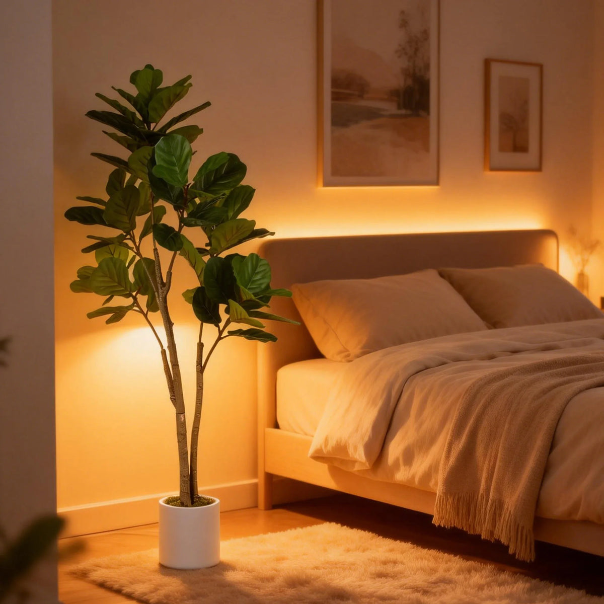 150cm Artificial Fiddle Leaf Fig Tree, Realistic Fake Plant, Green