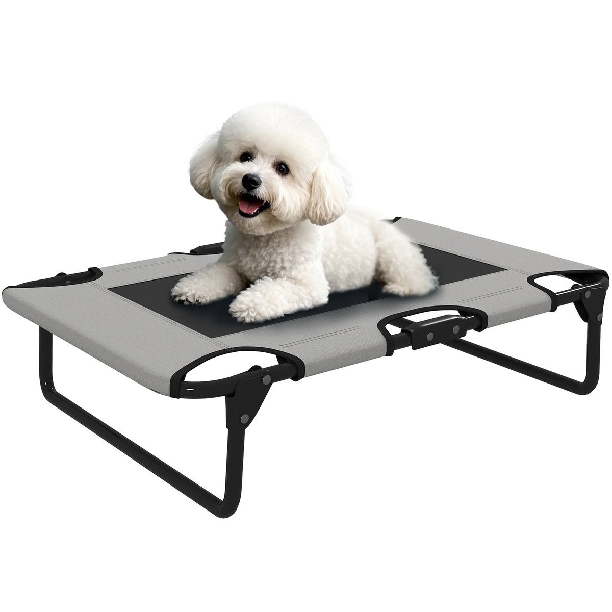Raised Dog Bed with Breathable Texteline Mesh 18cm Legs Steel Frame 600D Oxford Fabric Foldable