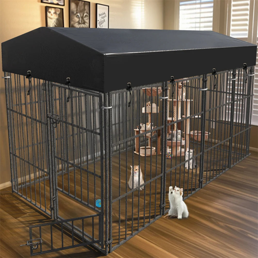 BORWART Heavy Duty Large Dog Kennel Playpen with Roof Cover XS S L Sizes Metal Cage Outdoor Indoor