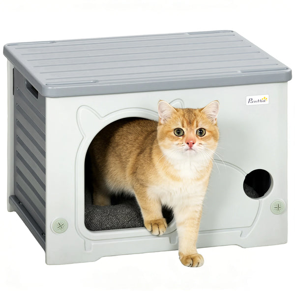 Cat House, Stackable Cat Bed for Indoor Outdoor, Grey