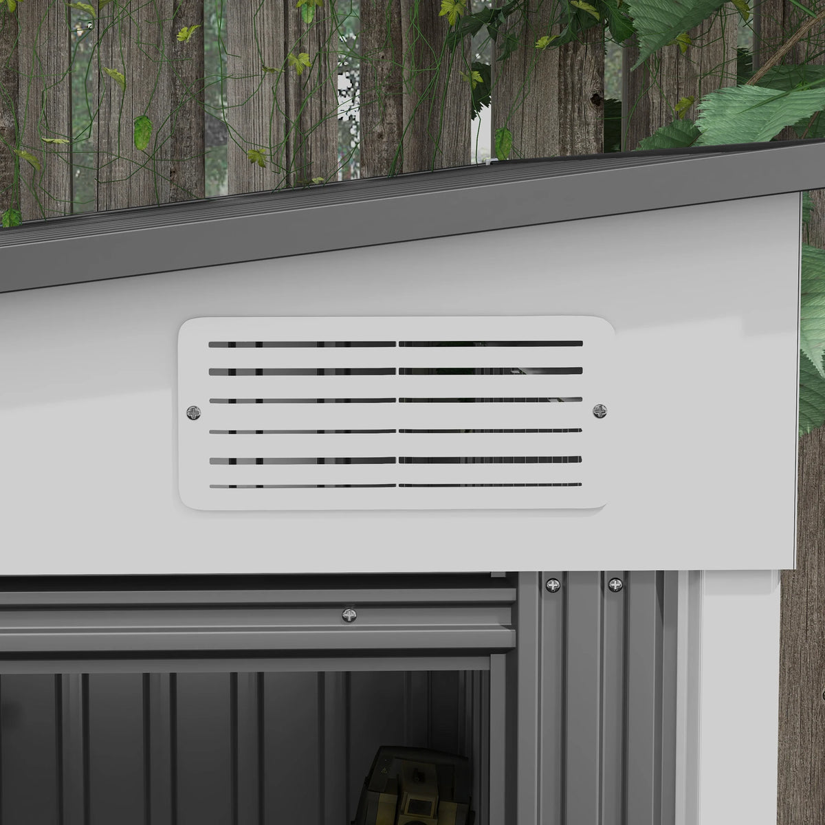 7 X 5ft Lean to Metal Garden Shed with Foundation Sliding Doors 2 Vents White