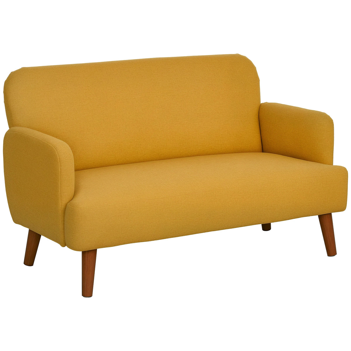 2 Seater Velvet Sofa with 21cm Padded Seat Armrests Solid Rubberwood Legs and Under Clearance Yellow