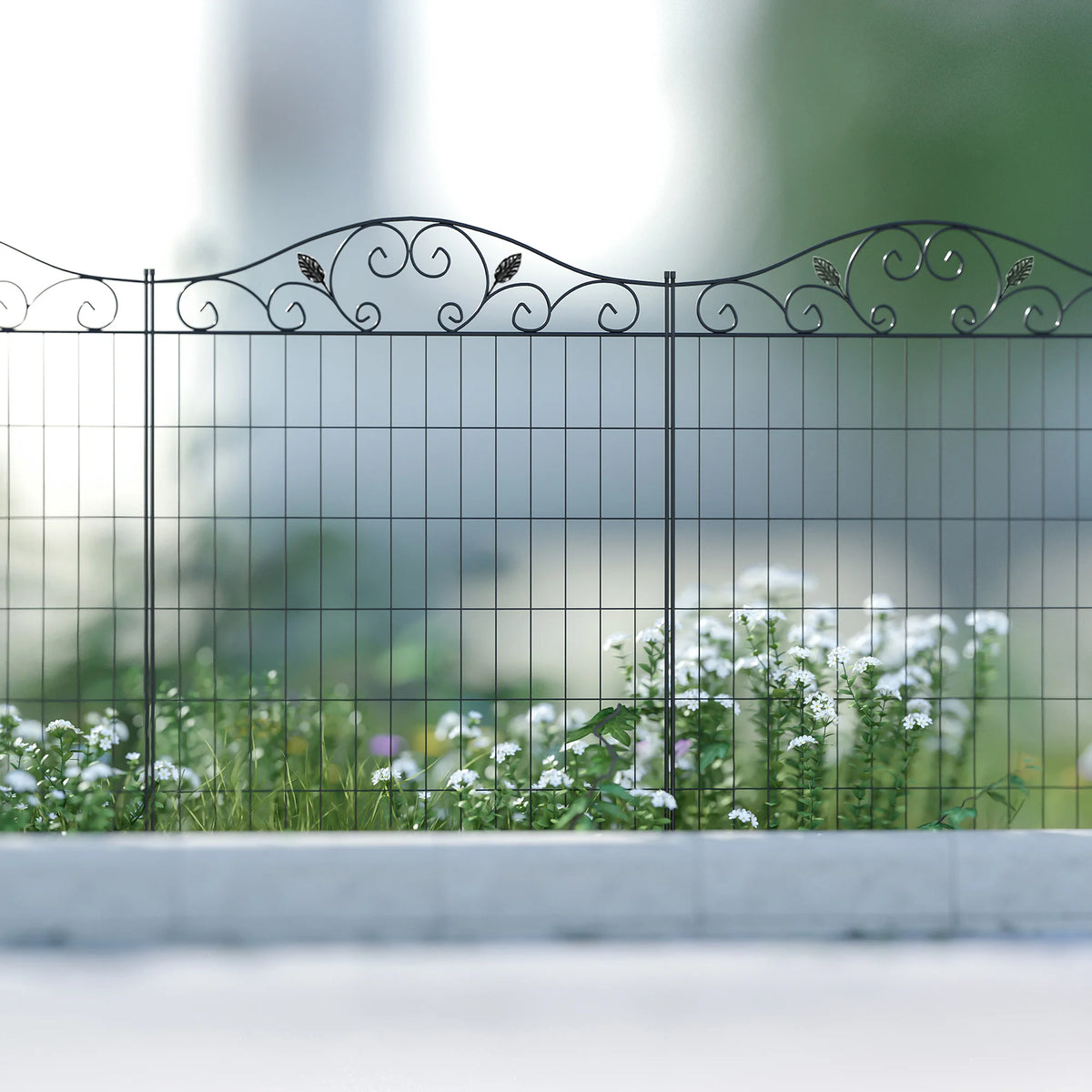 Garden Decorative Fence 4 Panels 44in x 12ft Metal Wire Landscape Border Edging