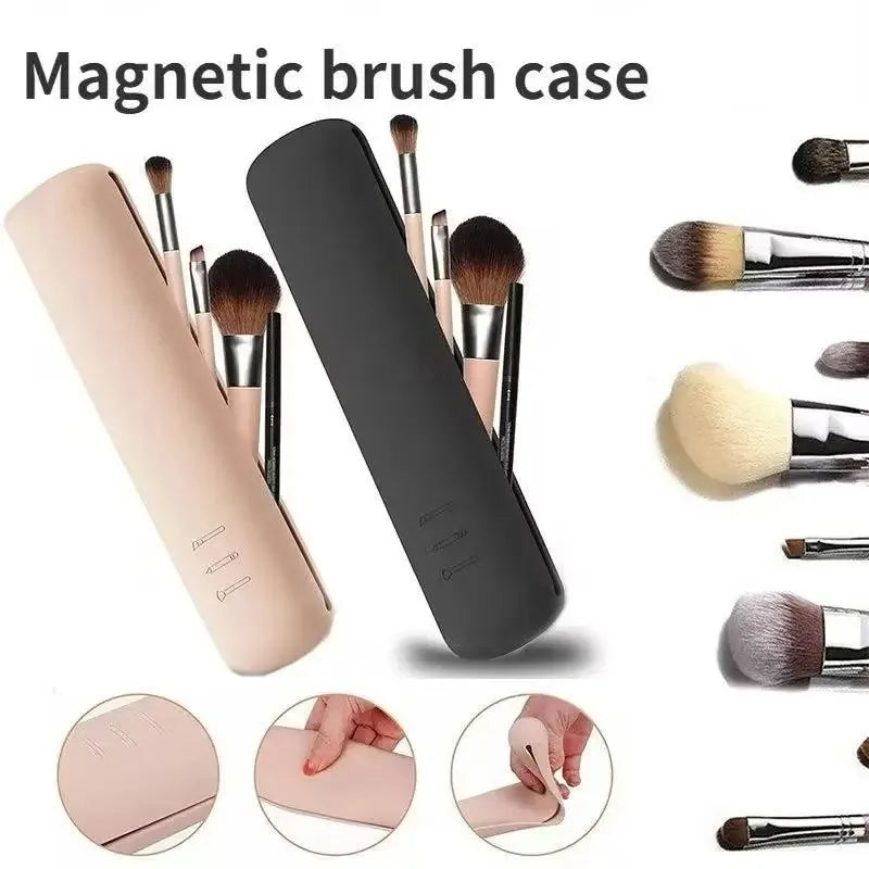 Travel Makeup Brush Organiser 20x5x3cm Waterproof Silicone Case Fits Full Size Brushes and Sponges
