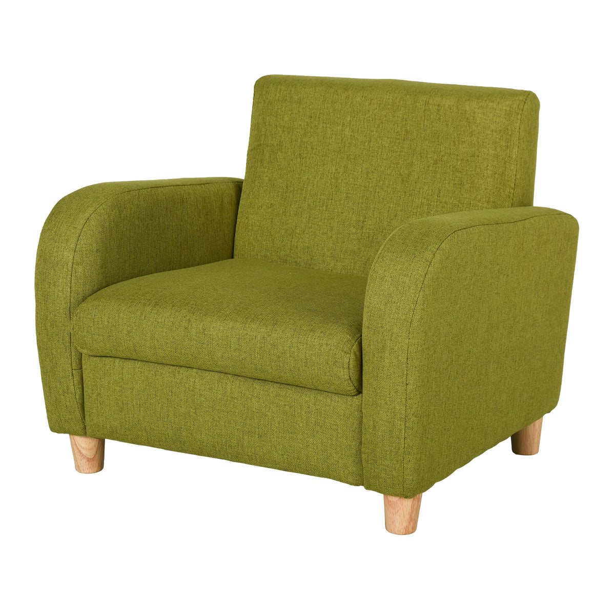 Kids Armchair with Wood Frame High Armrests Linen Upholstery and Anti Slip Stump Feet for Playroom