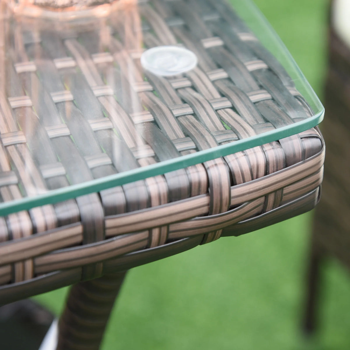 Rattan Bistro Set, Garden Chairs and Table, Patio Outdoor Furniture, Brown