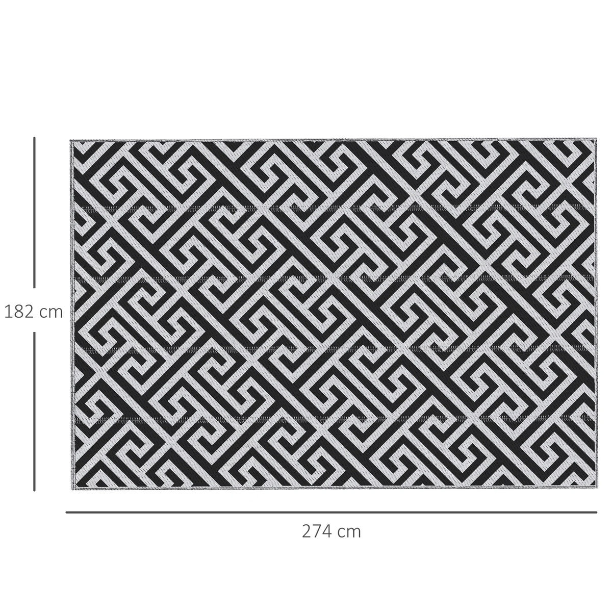 Reversible Outdoor Plastic Straw Rug for Camping and Garden, 182 x 274cm