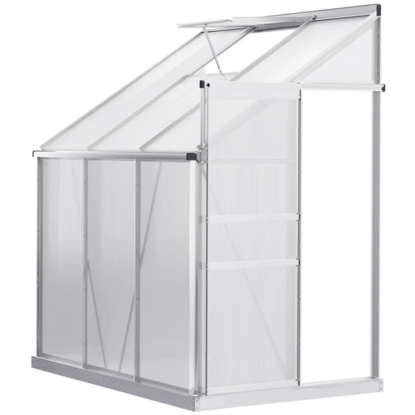6 X 4ft Lean to Polycarbonate Greenhouse for Garden W/ Adjustable Roof Vent