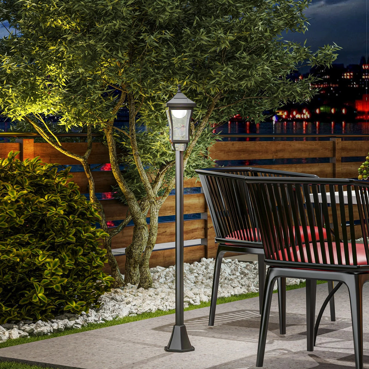 Solar Garden Lamp Post 1.3m LED Outdoor Light IP44 Dusk to Dawn with 6 Hour Run Time Ground Spike