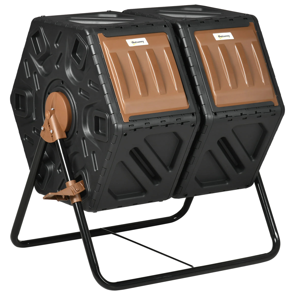 Dual Chamber Rotating Composter, 130L Compost Bin with Ventilation Openings