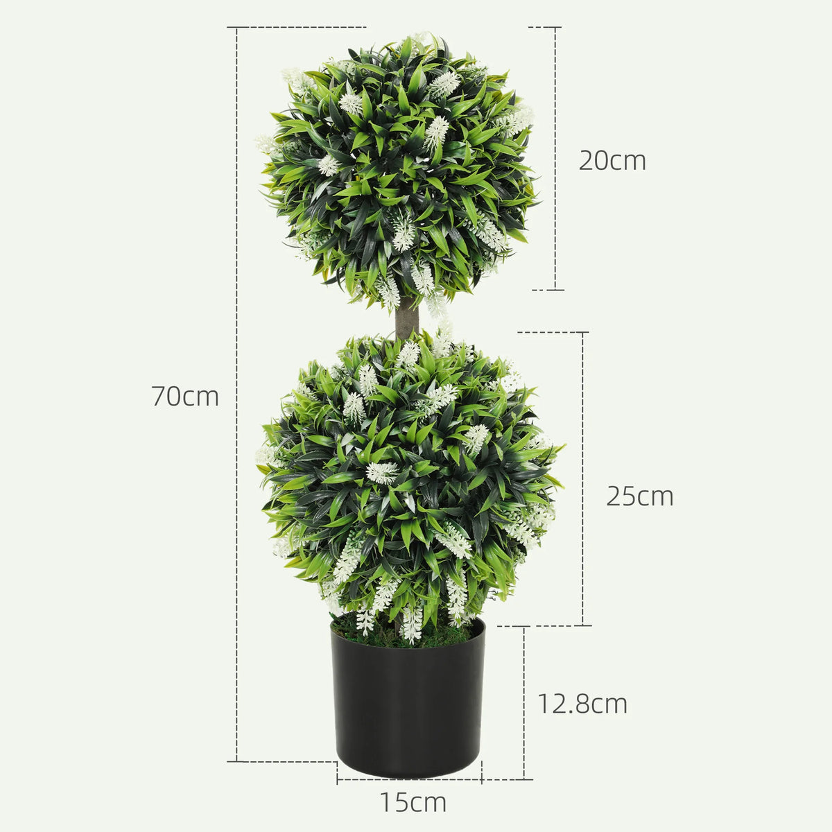 Set of 2 Decorative Artificial Plants with Lavender Flower for Decor, 70cm