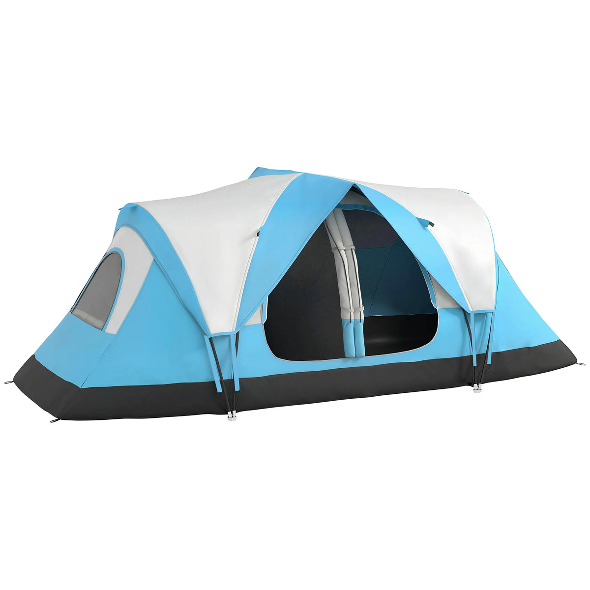 2 Room Tunnel Camping Tent with Removable Divider and 2000mm Rainfly, Sky Blue