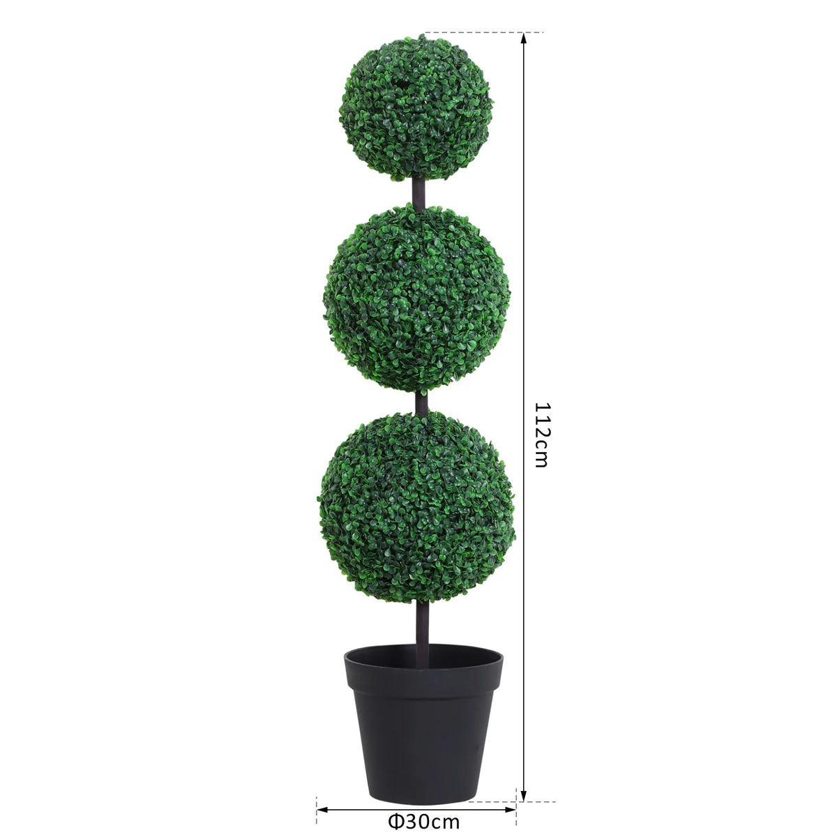 2 PCS Artificial Boxwood Three Ball Trees, Decorative Plant Leaves