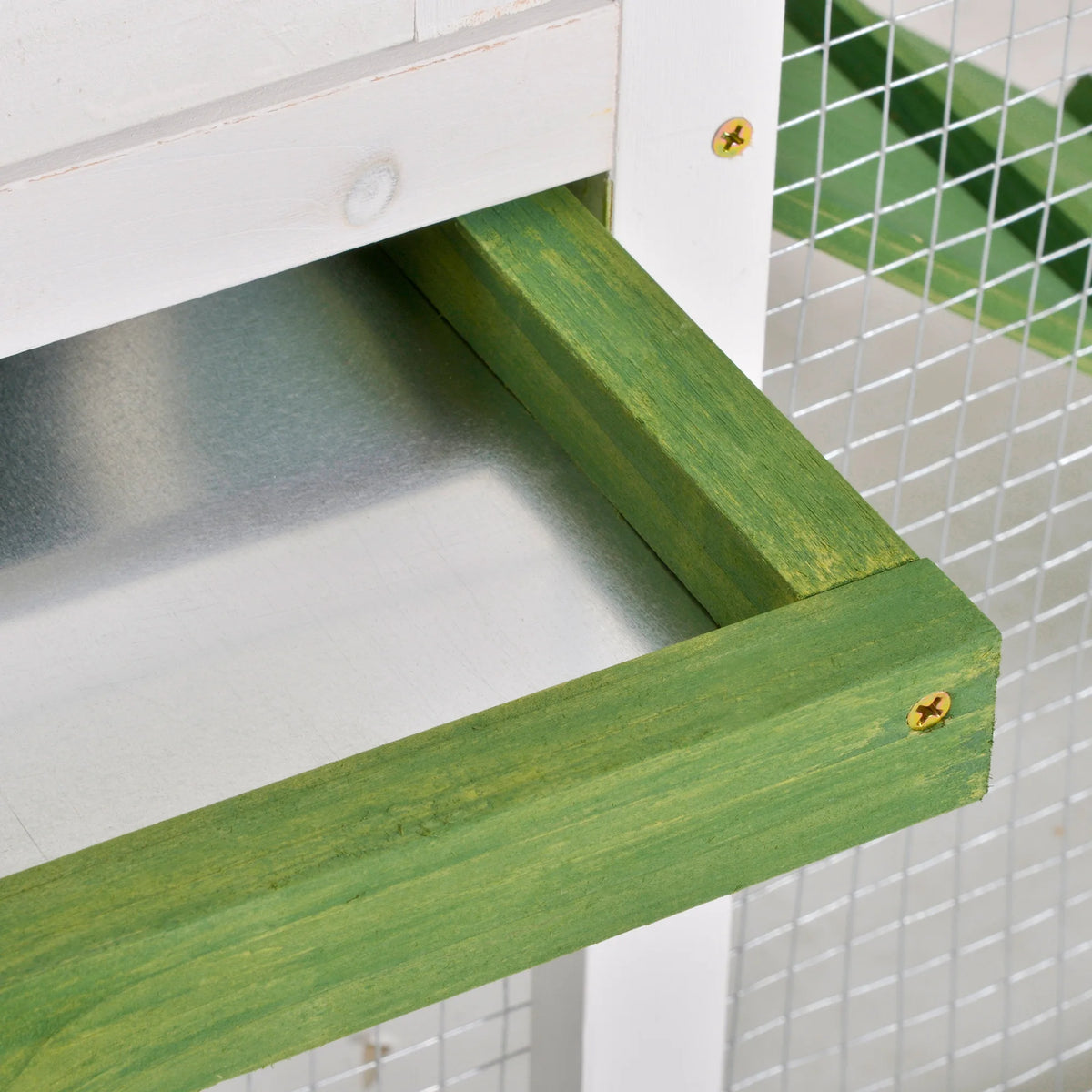 Rabbit Hutch 120x60x79cm Fir Wood Bunny Cage with Run Ramp Asphalt Roof and Pull Out Tray Green