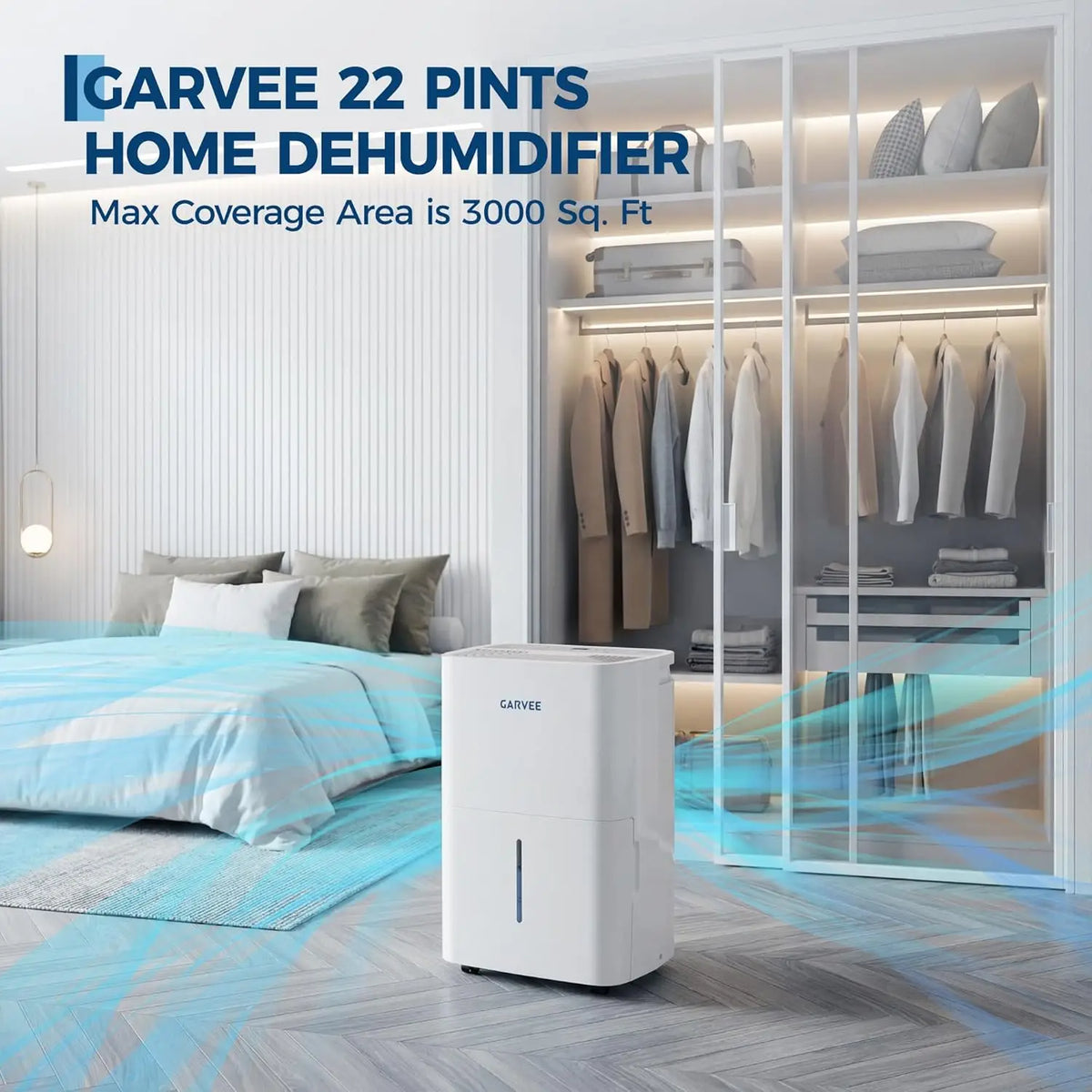 20L/Day Dehumidifier for Home, Portable with Continuous Drainage and Digital Display