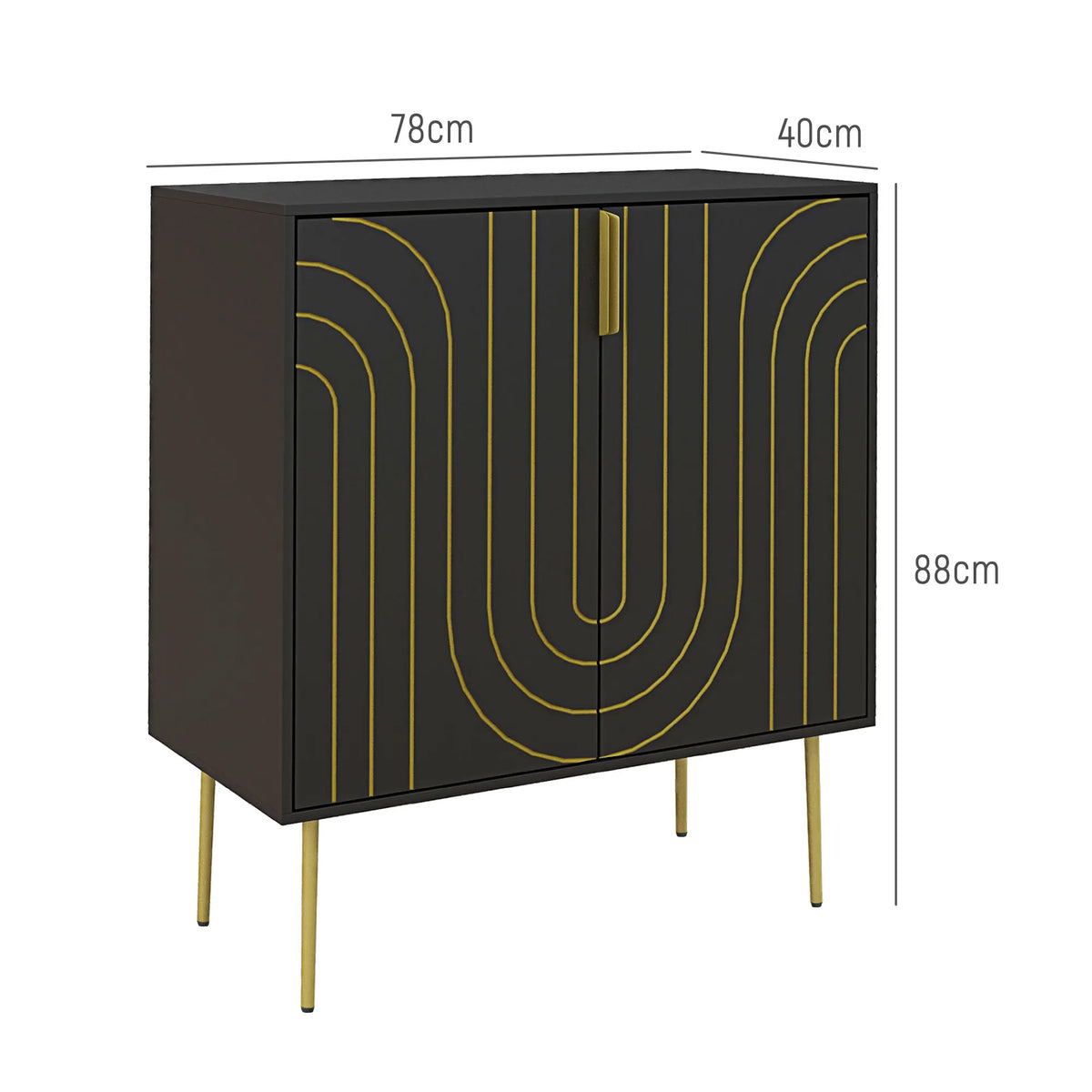 Freestanding Storage Cabinet with Adjustable Shelf for Living Room, Black