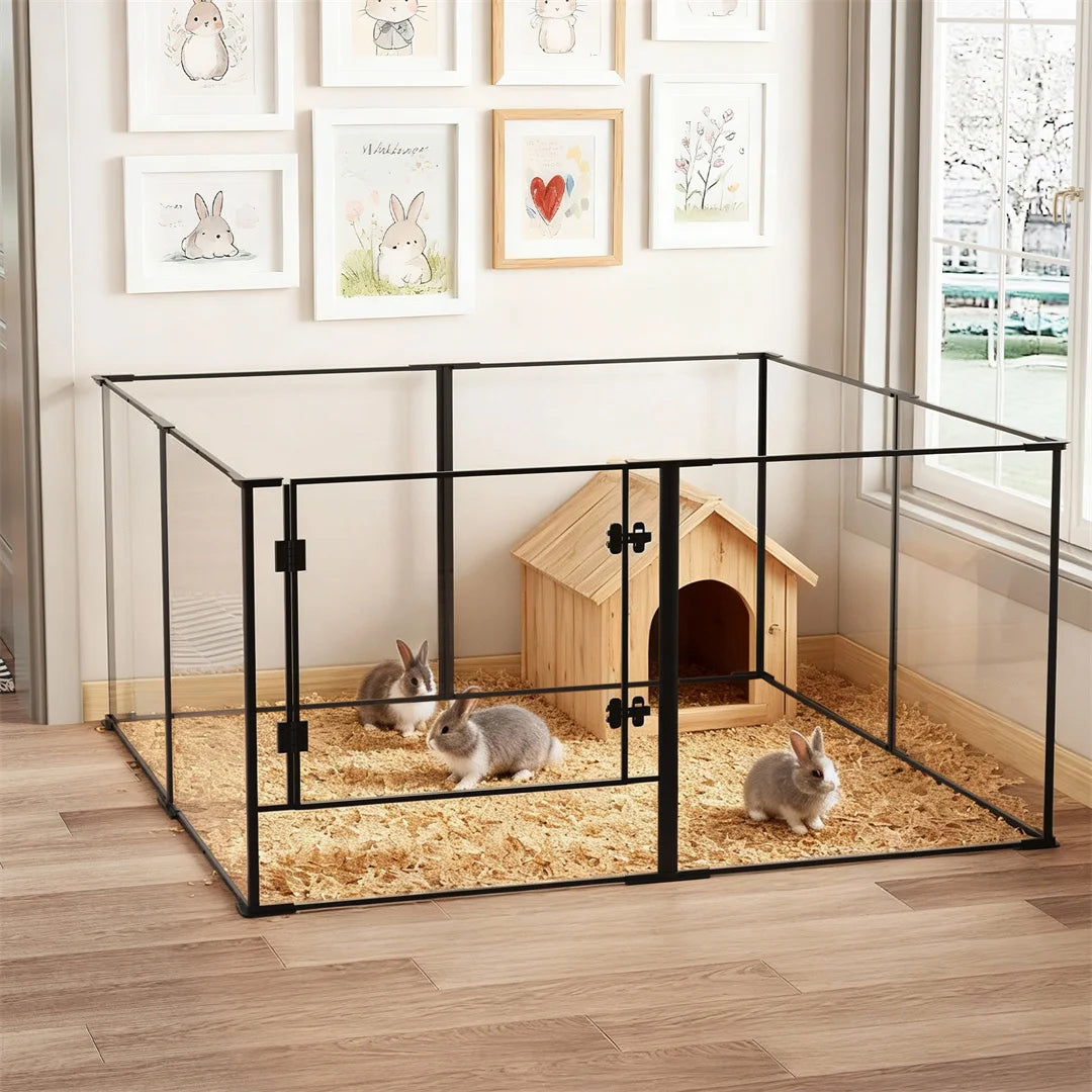 BINGOPAW 8 Panel Acrylic Dog Playpen Indoor Whelping Pen Box for Puppies Rabbits Small Animals