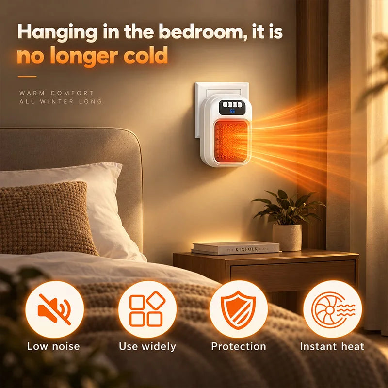 Portable Wall Plug-in Heater, Compact Warm Air Fan Heater, UK Plug