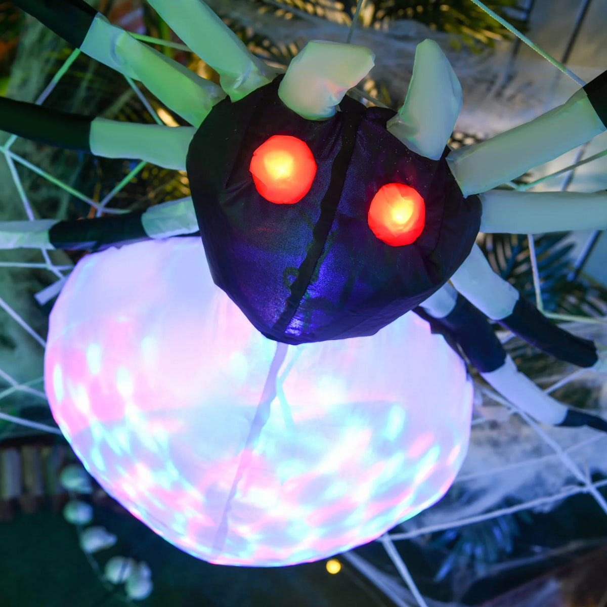 5FT Long Halloween Inflatable Spider, Blow-Up Outdoor LED Garden Display