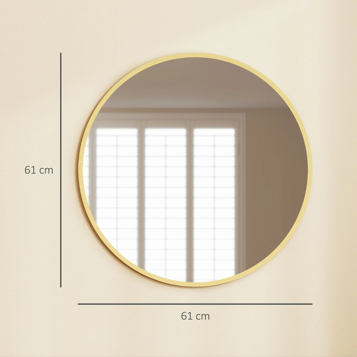 Round Wall Mirror with Aluminium Frame, 61cm, Gold Tone