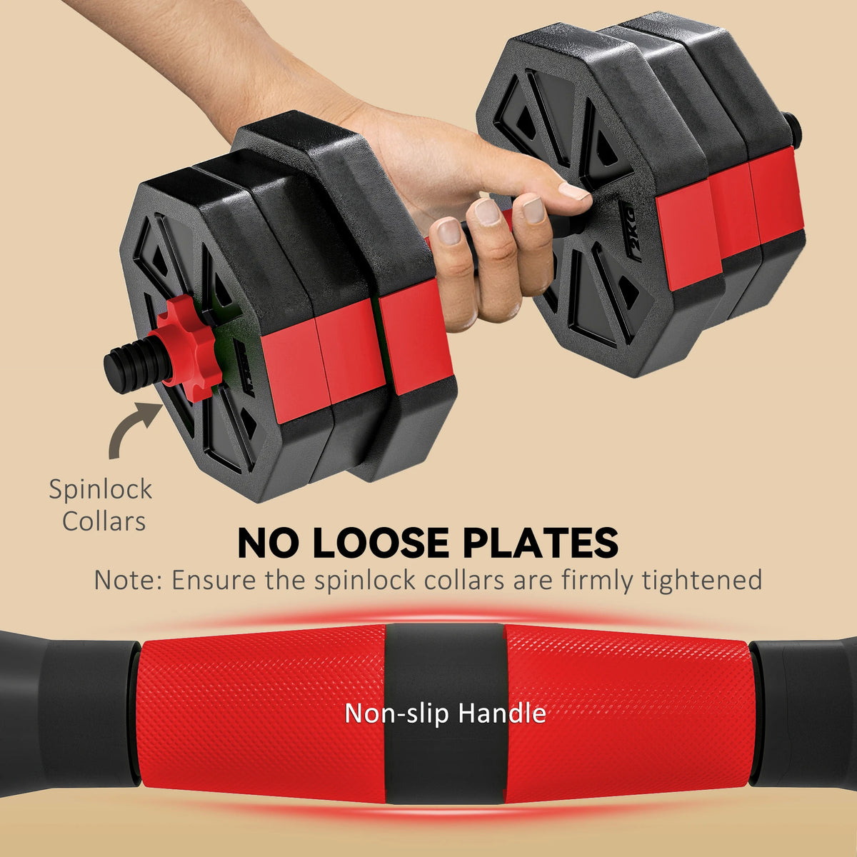6-in-1 Adjustable Dumbbell Set, 20kg Free Weights Set