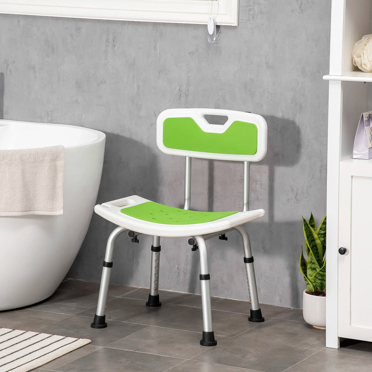 Adjustable Shower Stool for Elderly and Disabled Use, Green