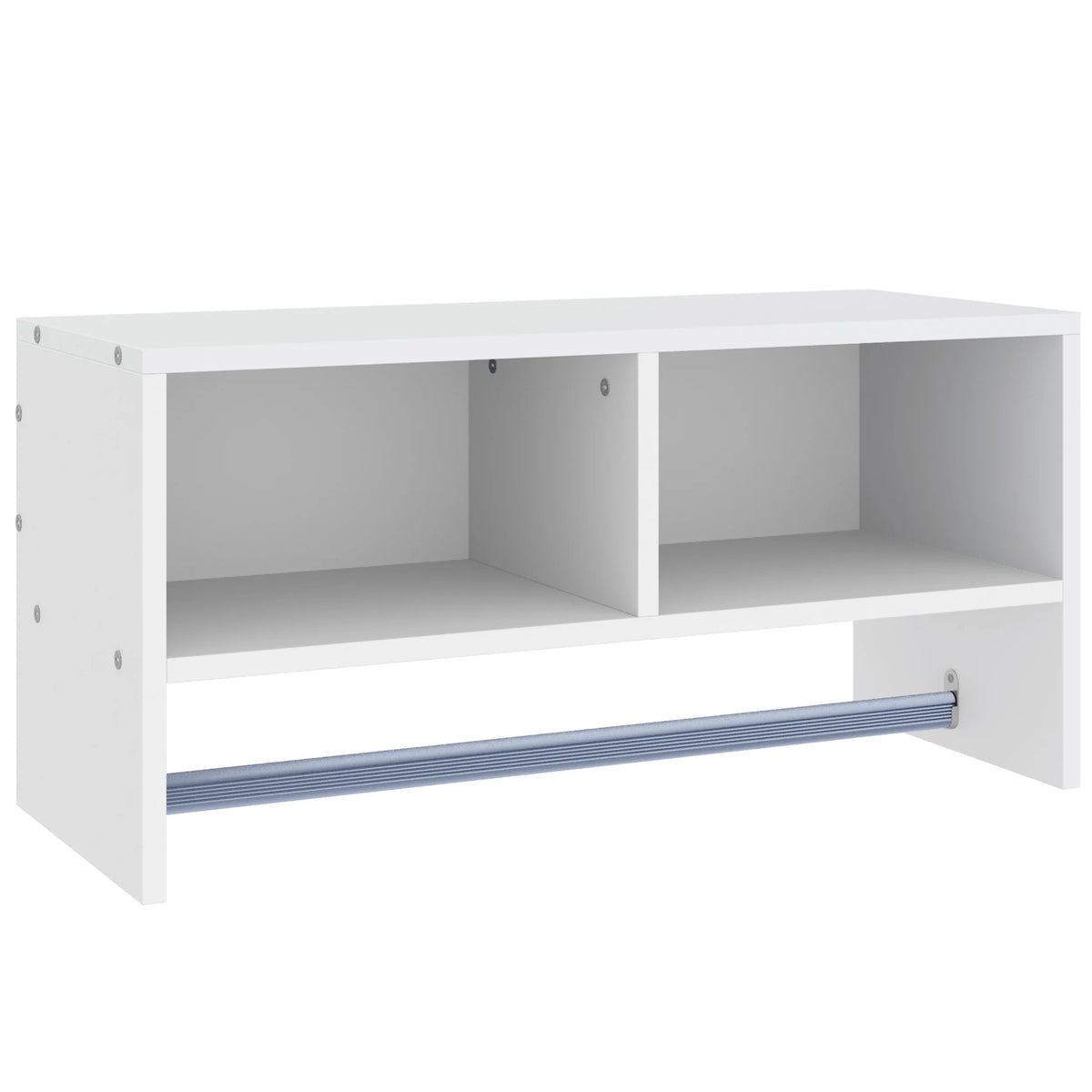 Wall Mounted Coat Rack with Clothes Rail and 2 Shelves Melamine Particle Board Water Resistant E1 White