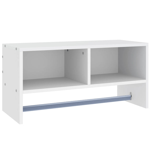 Wall Mounted Coat Rack with Clothes Rail and 2 Shelves Melamine Particle Board Water Resistant E1 White
