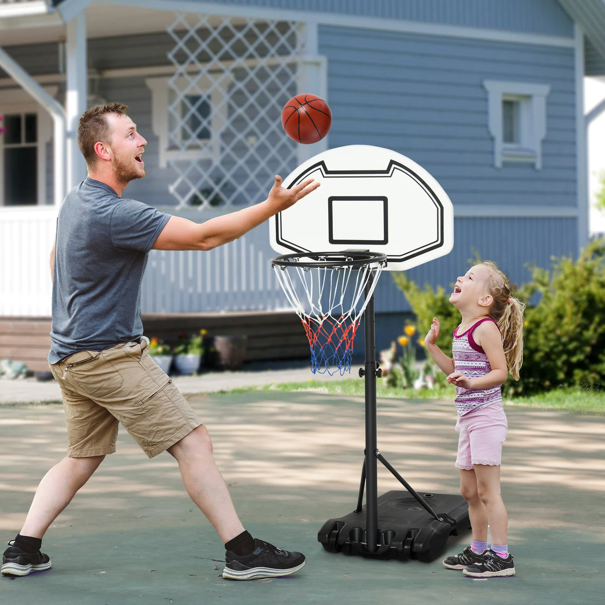 Portable Basketball Stand, 94-123cm Adjustable Hoop, Suitable for Poolside, Adults