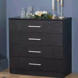 4 Drawer Chest of Drawers Hardwood HDF Construction Metal Handles Flat Panel Doors Bedroom Living Room