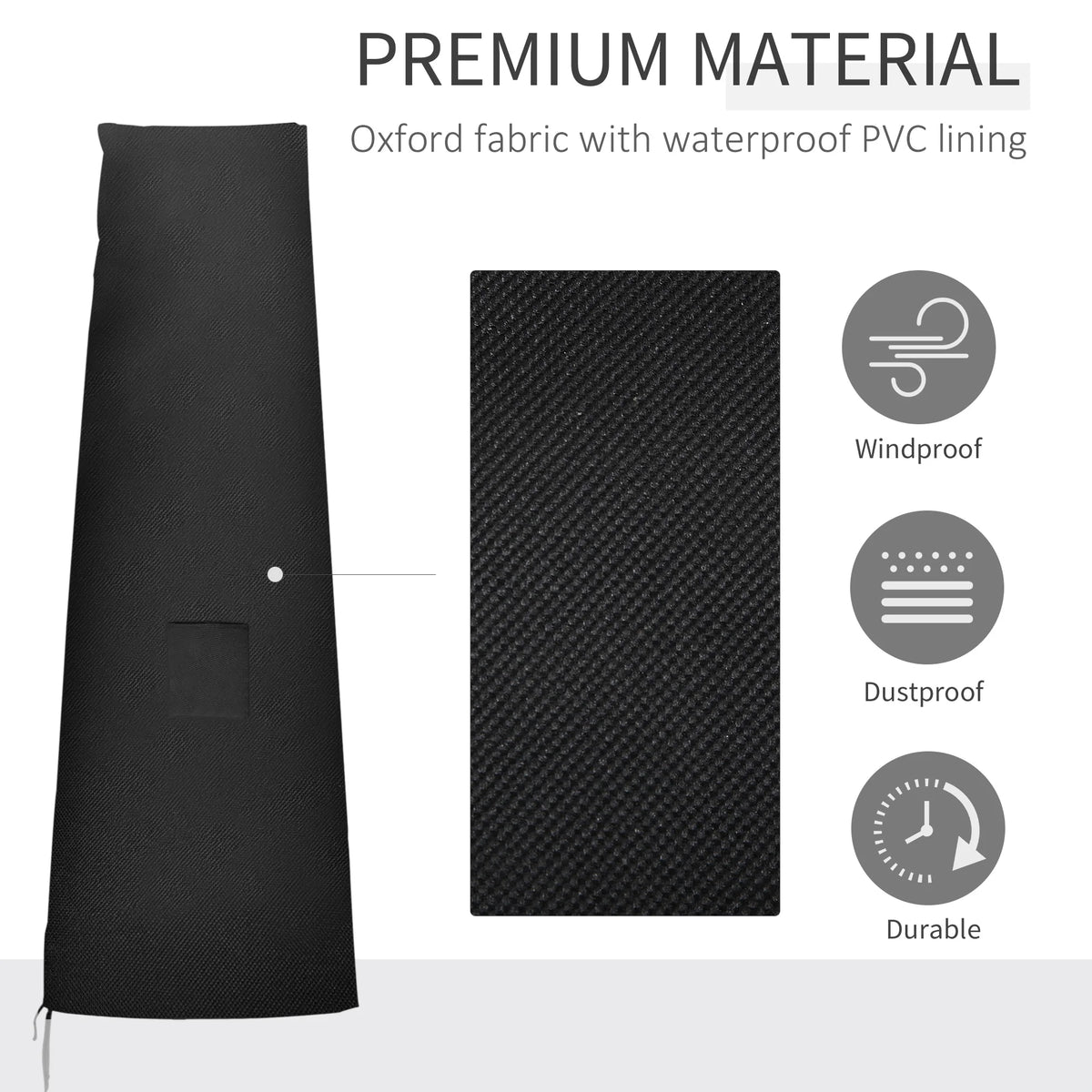 Garden Parasol Cover, Waterproof Outdoor Cantilever Banana Umbrella Protector, 300D Oxford Fabric, 200 x 50/80cm