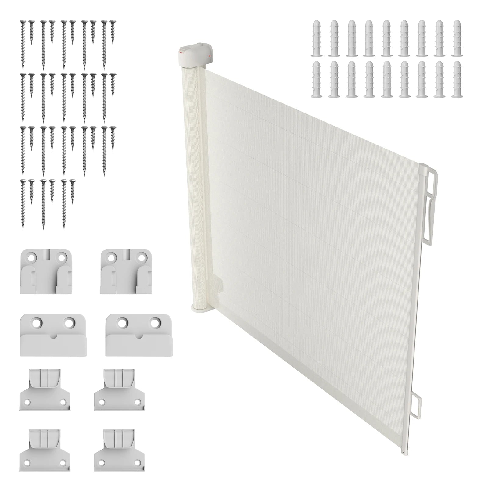 Retractable Aluminium Alloy Stair Gate 130x89cm Portable Baby Pet Safety Gate Grey White