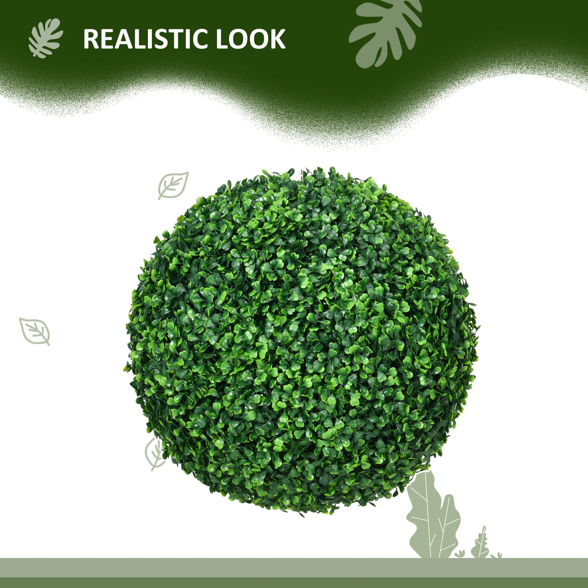 Set of 2 Artificial Boxwood Topiary Balls UV Protected Thick Plastic Hanging or Potted Indoor Outdoor