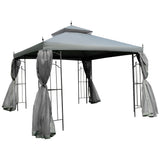 3x3m Garden Gazebo with Double Tier Roof, Mosquito Netting, UV-Resistant Canopy and Steel Frame