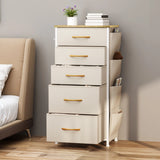 5 Drawer Fabric Dresser with Side Pockets and Hooks Metal Frame Storage Organizer