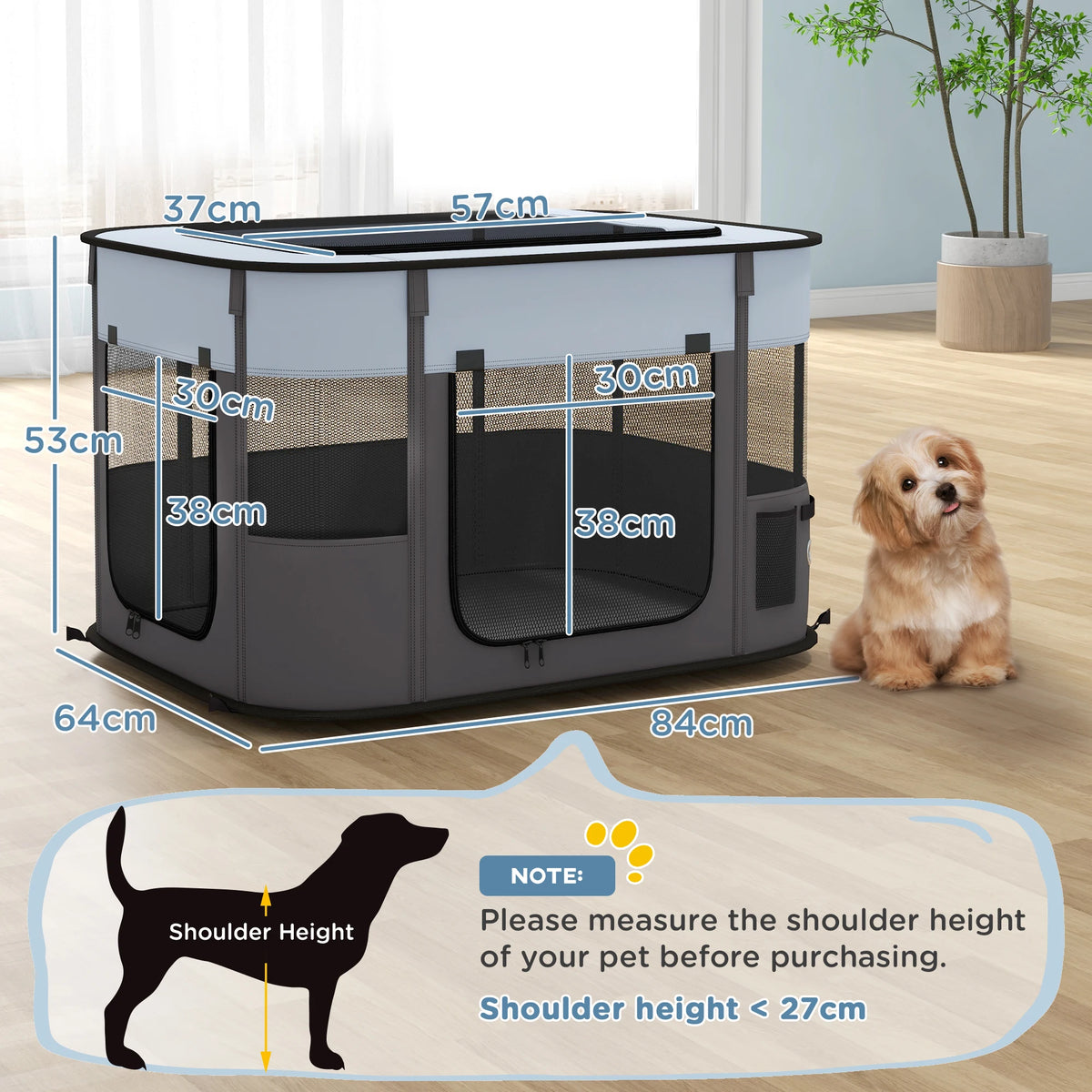 Foldable Dog Pen with Storage Bag S M Sizes Ground Stakes for Indoor Outdoor Kittens Rabbits Puppies